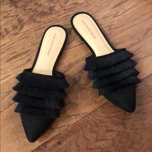 Who What Wear Black Fringe Flats